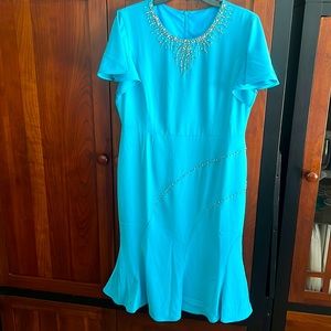 NWT BurryCo blue celebration dress! Jeweled neckline and left side, size 10
